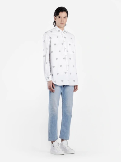 Shop Versace Men's White Shirt With Logo Prints