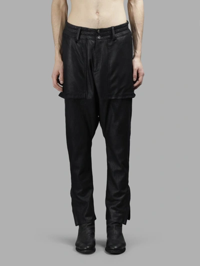 Shop Di Liborio Men's Black Leather Trousers