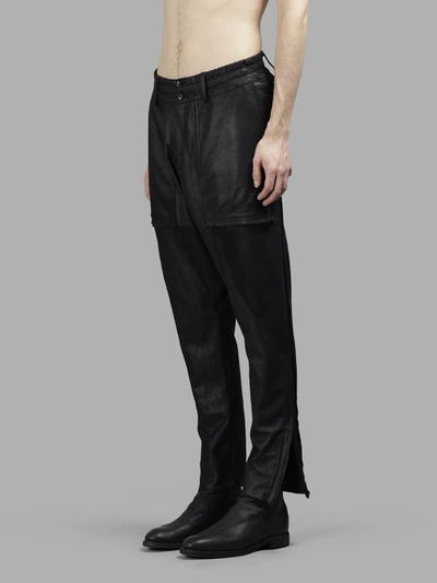 Shop Di Liborio Men's Black Leather Trousers