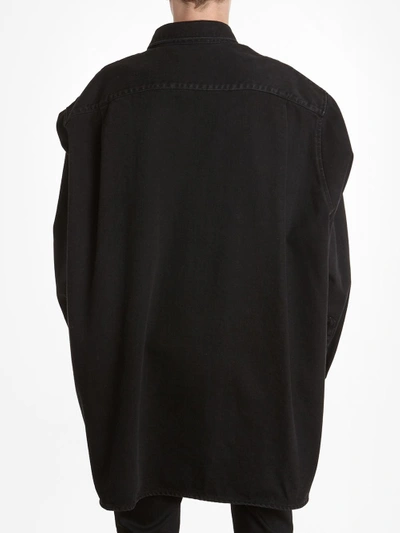 Shop Raf Simons Men's Black Flare Long Denim Shirt