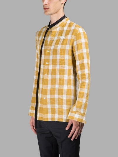 Shop Raf Simons Yellow/white Checked Shirt