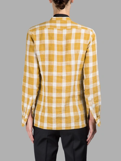 Shop Raf Simons Yellow/white Checked Shirt