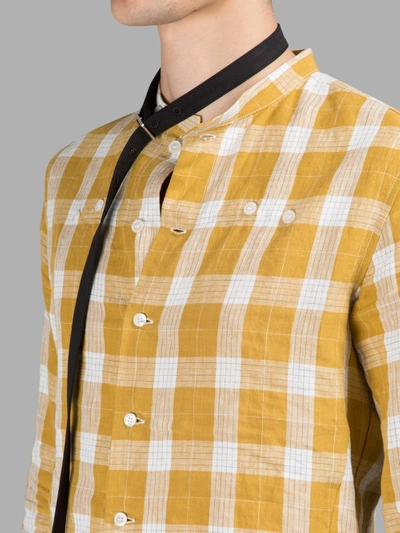 Shop Raf Simons Yellow/white Checked Shirt