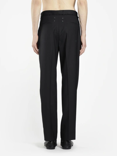 Shop Maison Margiela Men's Black Wool Poplin Trousers