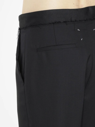 Shop Maison Margiela Men's Black Wool Poplin Trousers