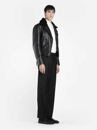 Shop Maison Margiela Men's Black Wool Poplin Trousers