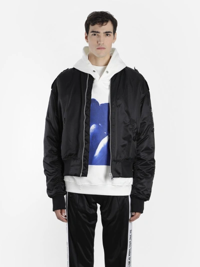 Shop Misbhv Men's Black Dystom Bomber Jacket