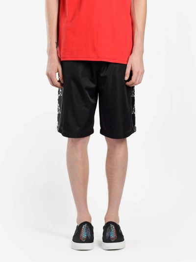 Shop Marcelo Burlon County Of Milan Marcelo Burlon X Kappa Men's Black Logo Tape Shorts In In Collaboration With Kappa