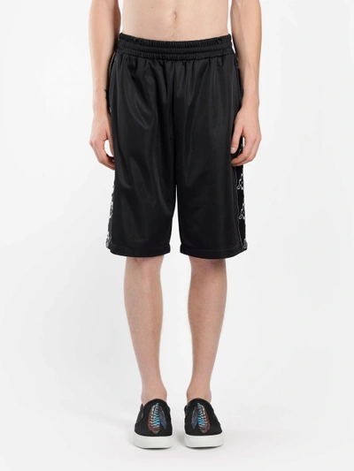 Shop Marcelo Burlon County Of Milan Marcelo Burlon X Kappa Men's Black Logo Tape Shorts In In Collaboration With Kappa