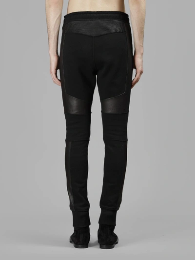 Shop Balmain Men's Black Biker Drawstring Trousers