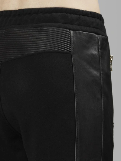 Shop Balmain Men's Black Biker Drawstring Trousers