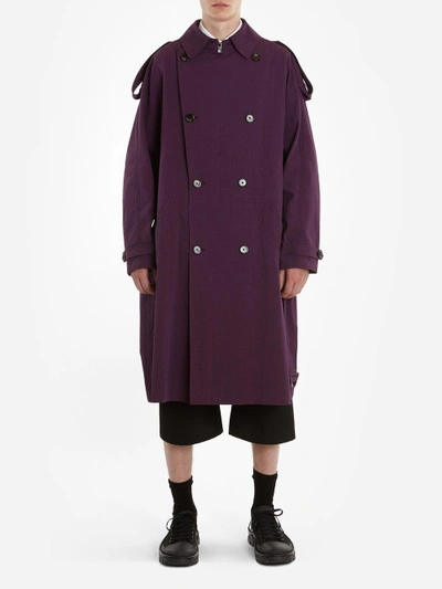 Shop Raf Simons Men's Purple Trenchcoat In Runway Piece