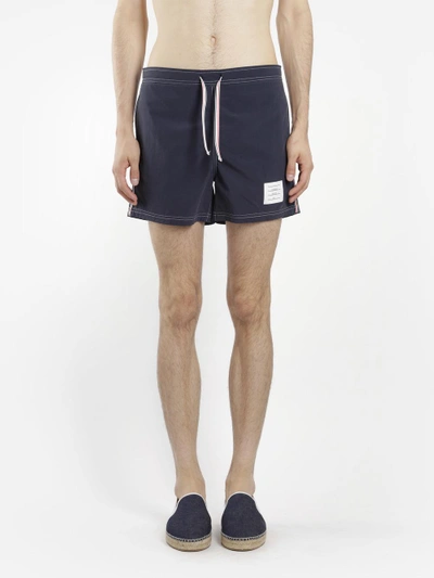 Shop Thom Browne Men's Blue Swimshorts