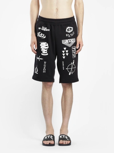 Shop Ktz Men's Black And White Multipatch Shorts