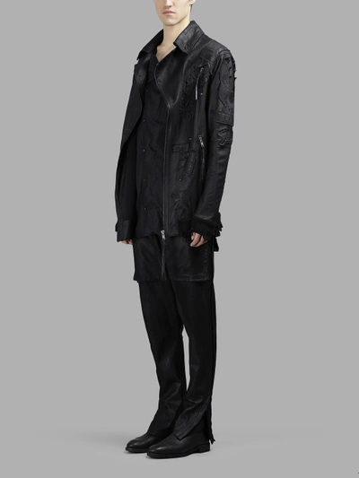 Shop Di Liborio Men's Black Leather Jacket With Patches