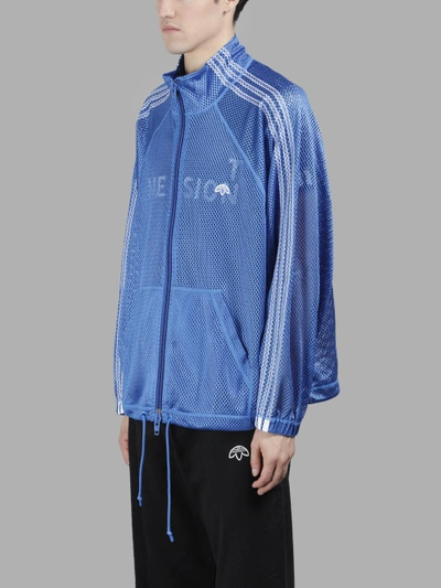 Shop Adidas Originals By Alexander Wang Adidas By Alexander Wang Men's Blue Mesh Track Sweater