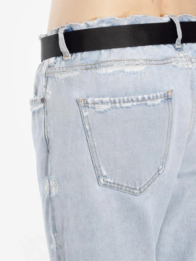 Shop Off-white Off White C/o Virgil Abloh Men's Light Blue Bleached Jeans With Belt