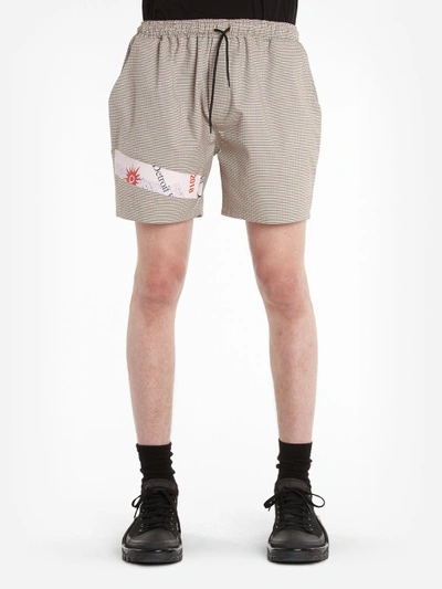 Shop Raf Simons ' Men's Brown Drawstring Shorts With Tape Detail