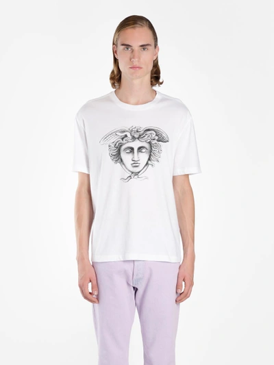 Shop Versace Men's White Medusa Print T-shirt