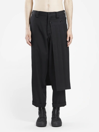 Shop Yohji Yamamoto Men's Black Pants With Pleated Detail In Runway Piece