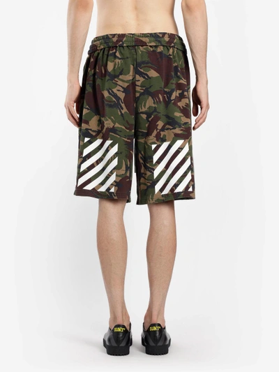 Shop Off-white Off White C/o Virgil Abloh Men's Green Camouflage Diag Oversize Shorts