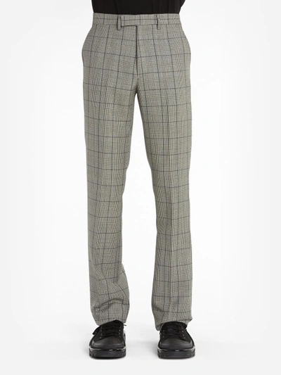 Shop Raf Simons Men's Grey Check Slim Wool Trousers