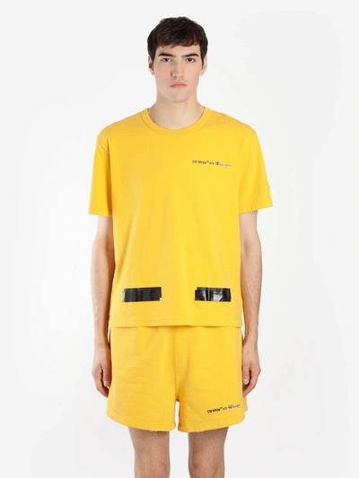 Shop Off-white Off White C/o Virgil Abloh Men's Yellow Champion Tee