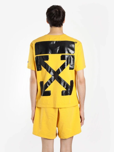 Shop Off-white Off White C/o Virgil Abloh Men's Yellow Champion Tee