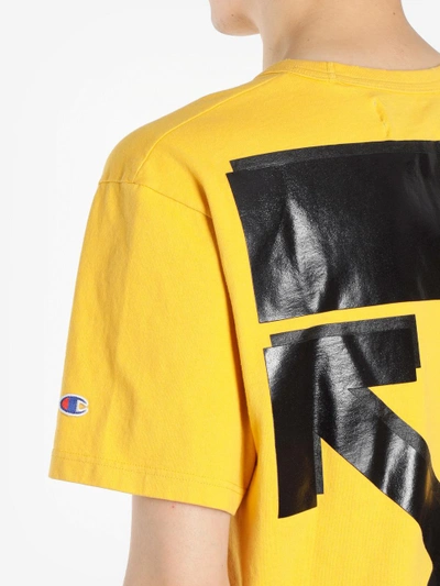 Shop Off-white Off White C/o Virgil Abloh Men's Yellow Champion Tee