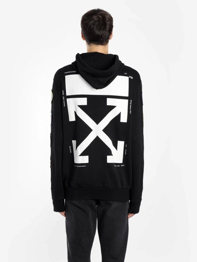Shop Off-white Off White C/o Virgil Abloh Men's Black Zipped Hoodie With Patches