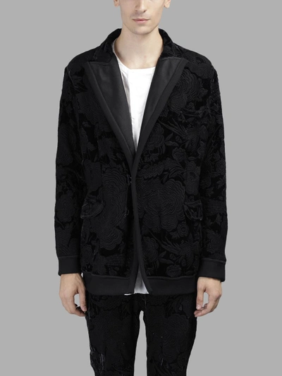 Shop Di Liborio Men's Black Embroidered Velvet Blazer