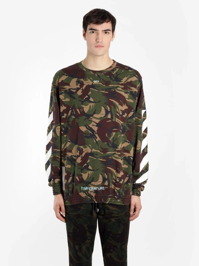 Shop Off-white Off White C/o Virgil Abloh Men's Green Camouflage Crewneck Sweater