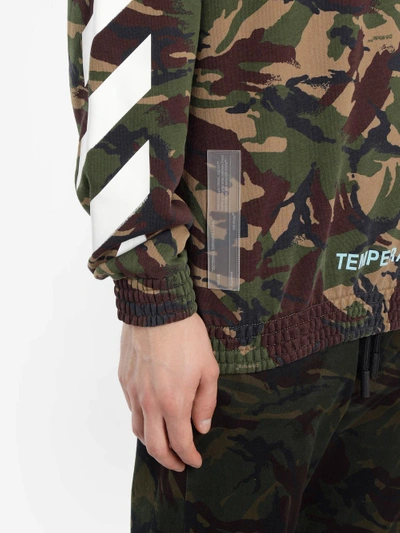 Shop Off-white Off White C/o Virgil Abloh Men's Green Camouflage Crewneck Sweater