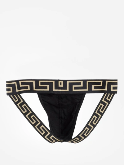 Men's Black And Gold Tanga Slip