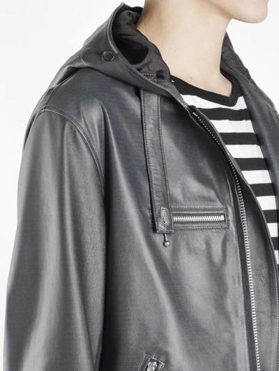 Shop Yohji Yamamoto Men's Black Hooded Leather Jacket In Runway Piece