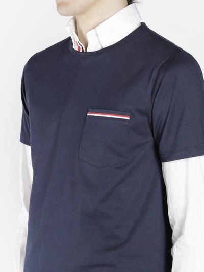 Shop Thom Browne Blue In Medium Weight Jersey Cotton T-shirt