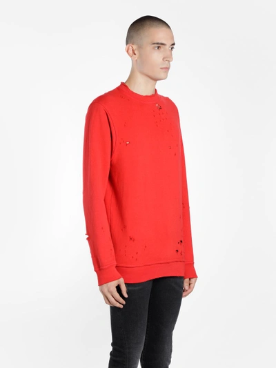 Shop Ring Men's Red Destroyed Crewneck Sweater