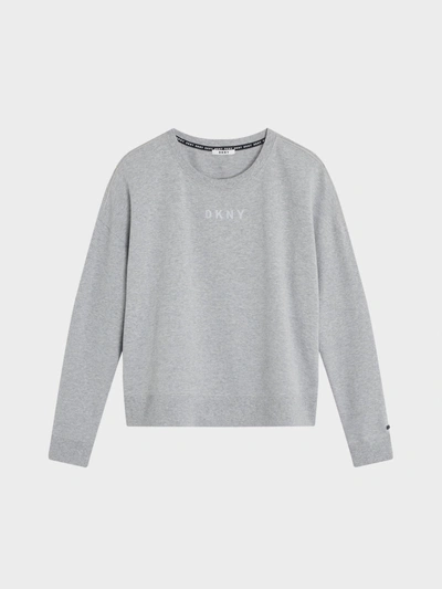 Shop Donna Karan Reflective Logo Sweatshirt In Marled Grey/charcoal