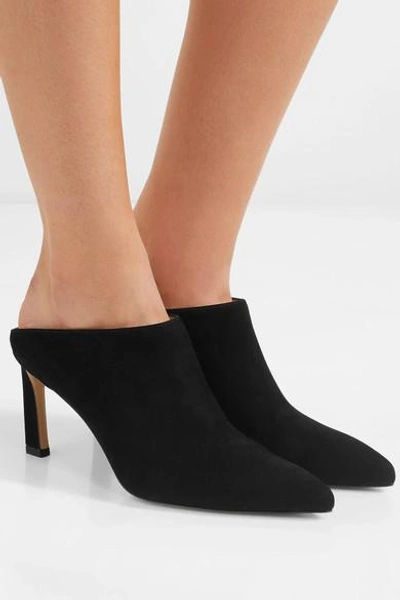 Shop Stuart Weitzman Mira Suede Mules In Black