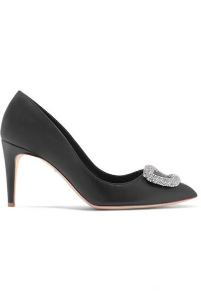 Shop Rupert Sanderson Nada Swarovski Crystal-embellished Leather Pumps In Black