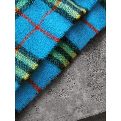 Shop Burberry Check Cashmere Scarf In Bright Sky Blue