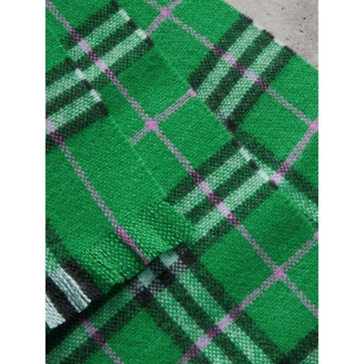 Shop Burberry Check Cashmere Scarf In Bright Grass Green