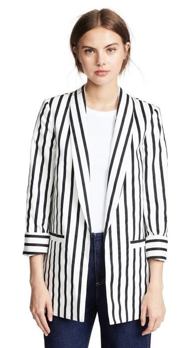 Shop Alice And Olivia Kylie Shawl Jacket In Monochrome Stripe