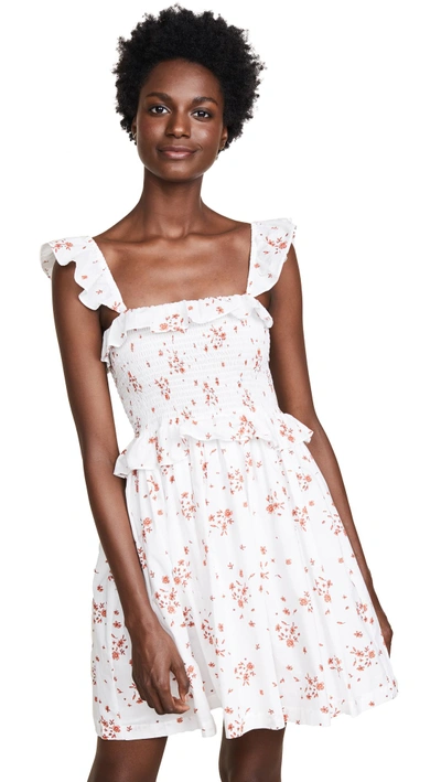 Shop Amanda Uprichard Smocked Dress In White Ditsy Floral