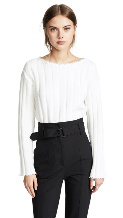 Shop Alexander Wang T Raw Edge Off Shoulder Pullover In Ivory