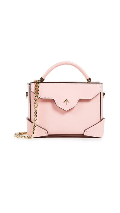 Shop Manu Atelier Micro Bold Top Handle Bag With Gold Chain In Bubblegum