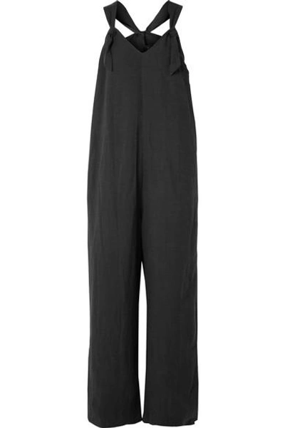 Shop Hatch Noa Linen-blend Jumpsuit In Black