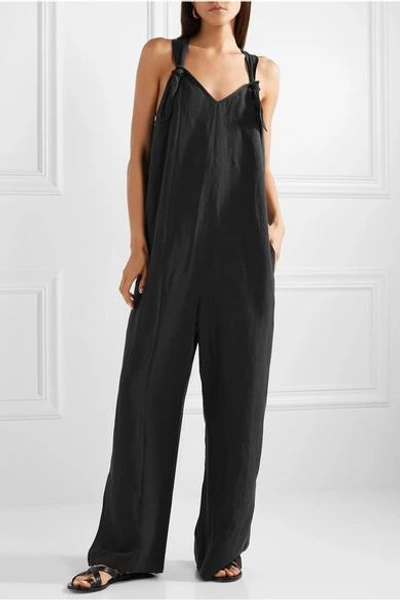 Shop Hatch Noa Linen-blend Jumpsuit In Black