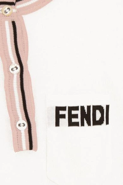 Shop Fendi Striped Silk Top In White