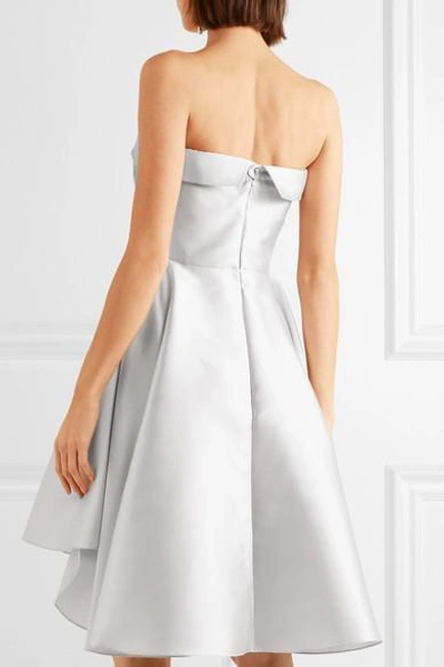 Shop Alexis Mabille Bow-detailed Embellished Duchesse-satin Mini Dress In Platinum